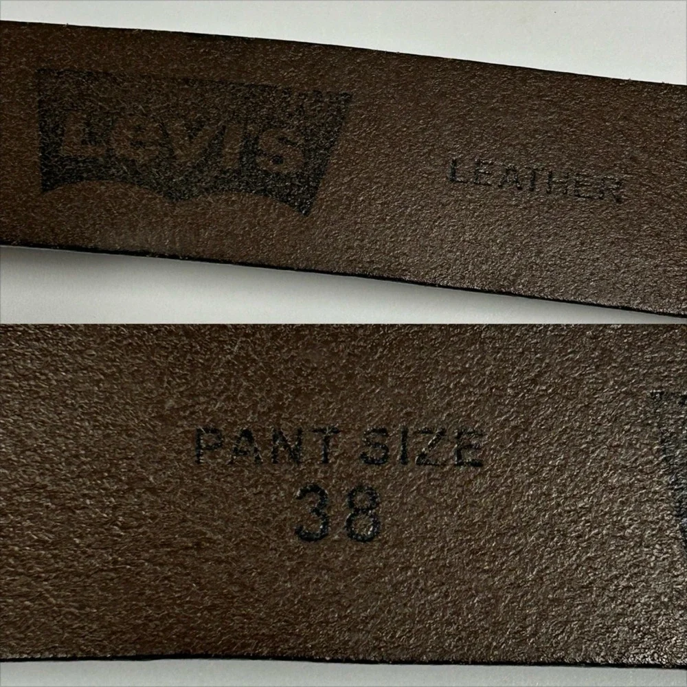 Levis Brown Leather Belt Mens Size 36 Brass Buckle 1.5